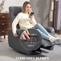 Fotel elektryczny z funkcją leżenia i bujania, szary(m-9)