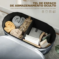 HOMCOM Puff de Arrumação 72 L 76x38x35 cm Estofado em Veludo Baú de Arrumação Suporta 120 kg Cinzento Escuro(m-4)