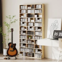 HOMCOM CD Storage Unit with Adjustable Shelves, 102 x 195 cm, Oak Tone(m-7)
