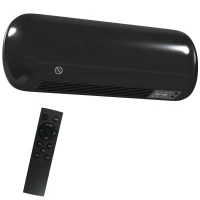 HOMCOM 2000W Ceramic Electric Heater with Fan, Adjustable Thermostat, Wall Mounted - Black(m-1)