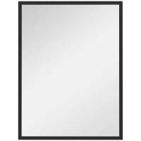 HOMCOM Miroir mural rectangulaire 80 x 60 cm, cadre en bois noir, idéal pour la salle de bain, salon ou chambre(m-11)