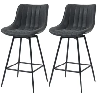 HOMCOM Set of 2 PU Leather Swivel Bar Stools - Black(m-11)