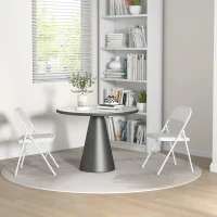 HOMCOM Lot de 2 chaises pliantes chaises de salle à manger portables cadre en acier dim. 45l x 46P x 78H cm blanc(m-10)