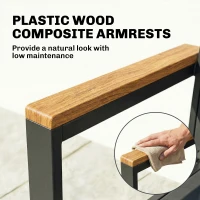 Outsunny Conjunto 2 Cadeiras de Jardim Empilháveis com Assento e Encosto Almofadados, Cinza Escuro(m-4)