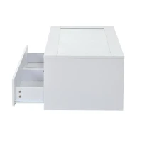 Smart Coffee Table with App-Controlled LED, USB Port and Glass Top, Practical Unit with 2 Drawers and Shelves,100L x 50W x 35H cm, White(m-10)