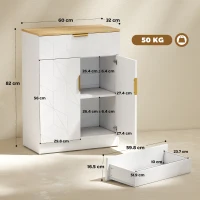 HOMCOM Sideboard Storage Cabinet, Modern Storage Cupboard with Drawer and Adjustable Shelf for Living Room, Kitchen, Dining Room, Entryway, White(m-3)