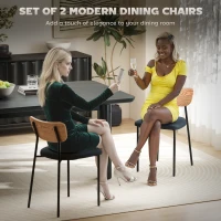 HOMCOM Zestaw 2 krzeseł jadalnianych, Wygląd lnu, Design bez podłokietników, Metalowe nogi, Szary(m-4)