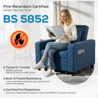 HOMCOM 3-in-1 Single Sofa Bed, Convertible Sleeper Chair Bed - Dark Blue(m-9)