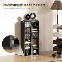 HOMCOM Set of 2 CD Media Display Shelf Unit Tower Rack with Adjustable Shelves, High Gloss Black(m-8)