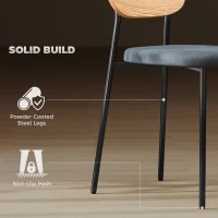 HOMCOM Zestaw 2 krzeseł jadalnianych, Wygląd lnu, Design bez podłokietników, Metalowe nogi, Szary(m-6)