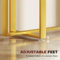 HOMCOM Console Table with Faux Marble Top, 100 cm Narrow Entryway Table with Anti-tipping Device, Steel Frame, White(m-7)