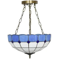 HOMCOM Tiffany Style Ceiling Light, Vintage Chandelier with 3 E27 Sockets, Semi Flush Mount for Living Room, Bulbs Not Included(m-11)
