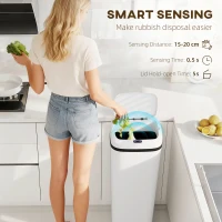 HOMCOM 50L Stainless Steel Sensor Bin - White(m-4)