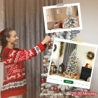 HOMCOM 6ft Flocked Artificial Christmas Tree(m-7)