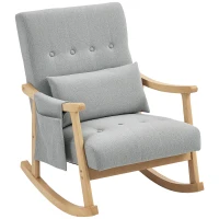 HOMCOM Wood Frame Rocking Accent Chair - Light Grey(m-10)