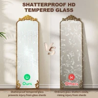 HOMCOM Full Length Mirror, 50 x 160 cm Floor Mirror with Baroque Metal Frame for Bedroom, Living Room, Dressing Room, Gold Tone(m-7)