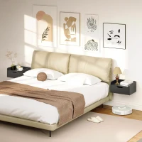 HOMCOM Lot de 2 tables de chevet murales tables de nuit suspendues tiroir plateau aspect bois dim. 40L x 30l x 19,5H cm(m-7)