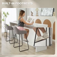 HOMCOM Bar Stools Set of 2, Velvet Upholstered Breakfast Barstools with Footrest and Armrest, Kitchen High Stools with Metal Legs for Home Bar, Kitchen Islands, Grey(m-6)