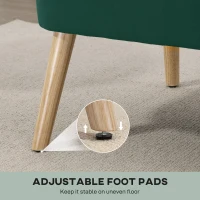 HOMCOM 46" Loveseat Sofa Upholstered Small 2 Seater Sofa  with Thick Padded Seat and Rubber Wood Legs, Dark Green(m-7)