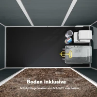 Outsunny Tuinschuur 2,77 m², Opbergschuur met Houtlook 2 Ramen Dubbele Deur Ventilatie Vloer Slot Handschoenen(m-4)