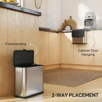 HOMCOM 8L Hanging Kitchen Bin, Rubbish bin with Lid and Removable Inner Bucket for Under Cabinet Door, Under Sink, Office(m-4)