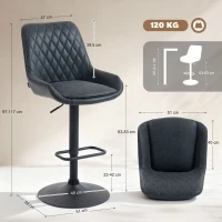 HOMCOM Set of Two Faux Leather Retro Bar Stools - Black(m-3)