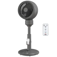 HOMCOM Air Circulator Fan Pedestal Cooling Fan with 3 Speed 3 Mode and Remote Control, 9 Inch, Grey(m-11)