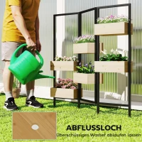 Outsunny Blumenkasten mit Sichtschutz, Hochbeet mit Klappbarem Spalier, 6 Pflanzkästen mit Ablauflöchern, Stahl(m-6)