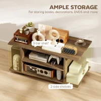 HOMCOM Modern TV Cabinet Stand Storage Shelves Table Mobile Bedroom Furniture Bookshelf Bookcase Walnut(m-4)