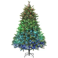 HOMCOM 6ft Artificial Pine LED Christmas Tree, with Remote(m-1)