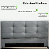 HOMCOM 4ft6 Double Ottoman Bed with Gas Lift Storage - Grey(m-6)