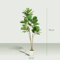 HOMCOM 150cm Artificial Ficus Tree - Green(m-3)