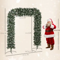 HOMCOM 8.2 ft Snow Frosted Christmas Tree Arch, Christmas Arch Doorway Decor with 2100 Tips and 96 Pinecones, Artificial Xmas Tree with Metal Stand for Indoor, Green(m-3)