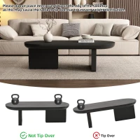Oval Centre Coffee Table with Double Square Legs and Felt Feet, Minimalist Table for Compact Living Rooms, 119.5L x 50W x 35.5H cm, Black(m-4)
