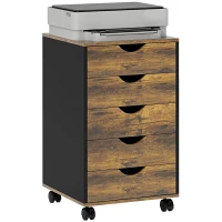 HOMCOM Five-Drawer Filing Cabinet - Rustic Brown(m-10)