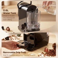 HOMCOM Pod Coffee Machine for Nespresso, Dolce Gusto Capsule & Ground Coffee, Small Semi Automatic Coffee Maker, 19 Bar, 0.6L(m-7)