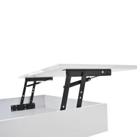 360° Rotating Coffee Table with Height-Adjustable Top and Hidden Storage, Modern Centre Table for Living Rooms, 70L x 70W x 45H cm, White(m-11)