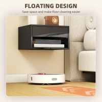 HOMCOM Floating Bedside Tables Set of 2, Wall Mounted Nightstand, High Gloss Black(m-5)