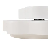 Flower-Shaped Coffee Table with 2 Shelves and Double-Tier Design, 360° Rotating Tabletop for Living Room, 75L x 67.5W x 31H cm, White(m-10)