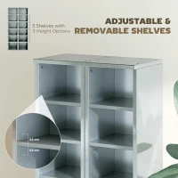 HOMCOM Set of 2 CD Media Display Shelf Unit Tower Rack with Adjustable Shelves, High Gloss Grey(m-6)