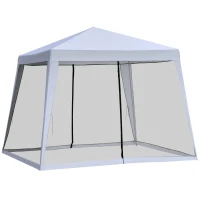 Outsunny 3 x 3m Screen House, Outdoor Gazebo Canopy, Sun Shade Event Shelter with Mesh Side Walls, Grey(m-12)