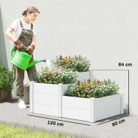 Outsunny Huerto elevado 3 niveles apilable para jardín con suelo abierto, huerto modular montaje DIY plástico(m-3)