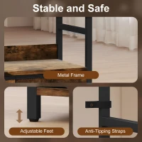 HOMCOM Industrial Style Bookcase, with 4 Shelves and 3 Fabric Drawers - Brown/Black(m-6)