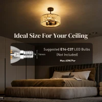 HOMCOM Crystal Ceiling Light, Semi Flush Mount Modern Crystal Chandelier Ceiling Light, E14 Base 3-Lights, Bulbs Not Included(m-5)