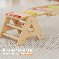 AIYAPLAY Drewniana huśtawka i belka równoważna, 2 w 1 huśtawka ogrodowa, Huśtawka dla dzieci 2-4 lata, 133 x 38 x 24 cm, Wielokolorowa(m-5)