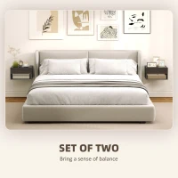 HOMCOM Floating Bedside Tables Set of 2, Wall Mounted Nightstand, High Gloss Black(m-4)