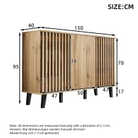 Modern Vintage Sideboard with Openwork Wooden and Panel Doors, Six-Point Support Unit with 6 Compartments, 150L x 40W x 95H cm, Wood(m-3)