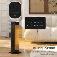 HOMCOM 2000W Ceramic Electric Heater with 3 Heat Settings, Timer - Black(m-4)