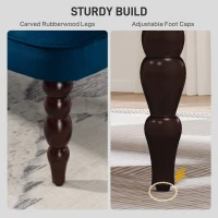 HOMCOM Velvet 2 Seater Sofa, Button Tufted Wingback Loveseat with Rubber Wood Legs for Living Room, Bedroom, Dark Blue(m-6)