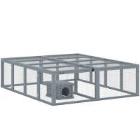 PawHut Corral para conejos de madera con 2 puertas Casa refugio para 2-4 conejos enanos 180,4 x 150 x 48 cm Gris(m-1)